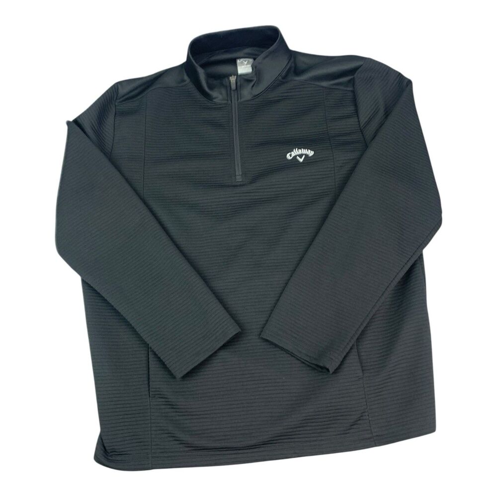 Callaway Opti-Dri Pullover Mens XL Black 1/4 Zip Golf Long Sleeve Waffle